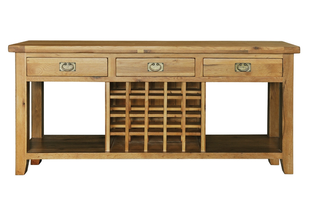 Provence Oak Console / Wine Table 3 Drawer - Click Image to Close